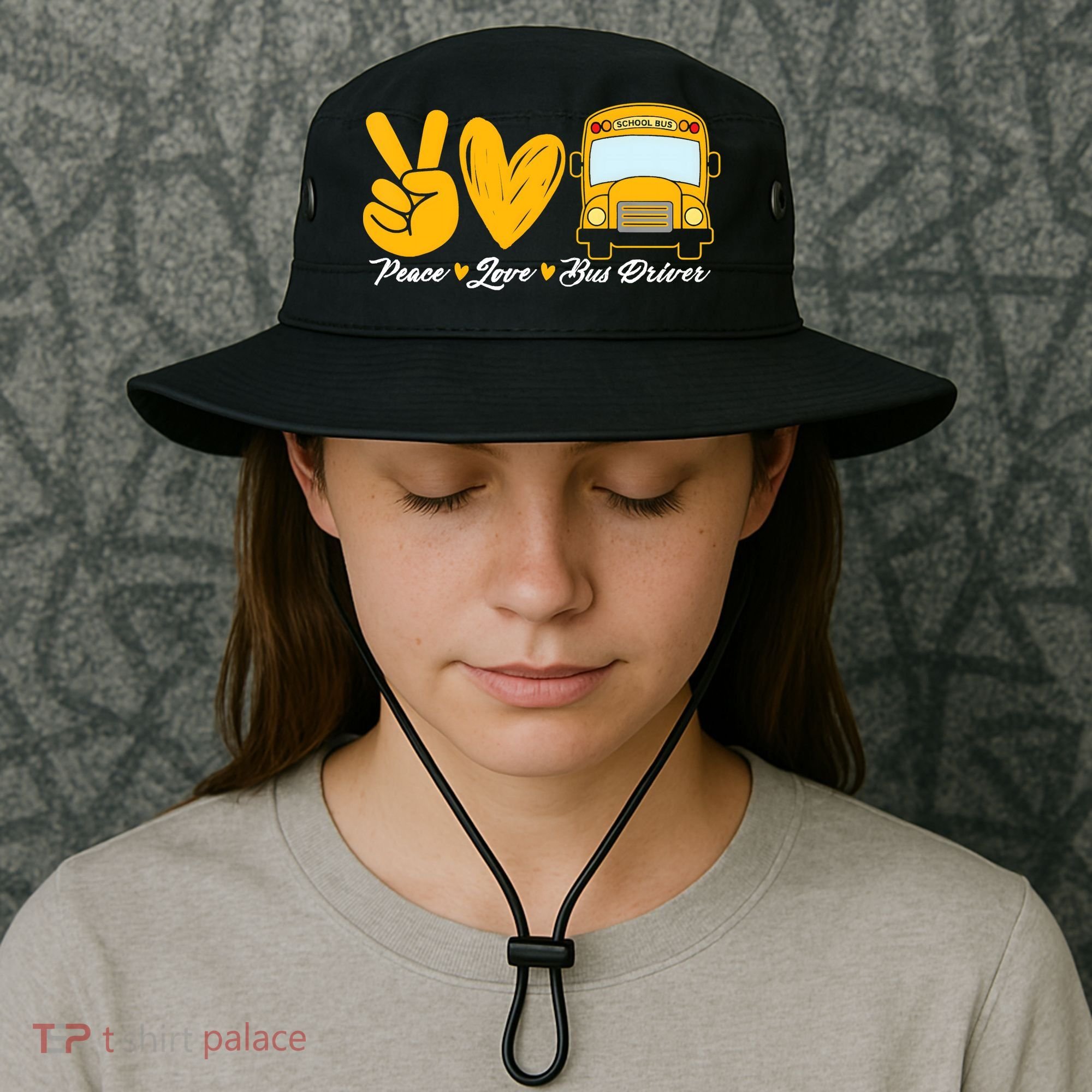 School Bus Driver Peace Love Bus Driver Driving Bus Bucket Hat