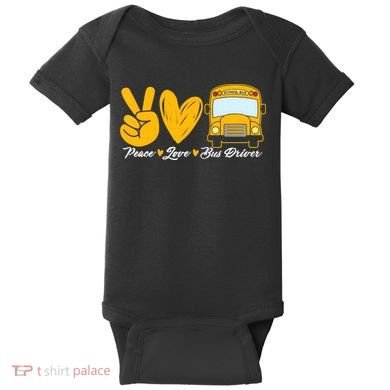 School Bus Driver Peace Love Bus Driver Driving Bus Baby Bodysuit