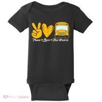 School Bus Driver Peace Love Bus Driver Driving Bus Baby Bodysuit thumb 0