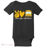School Bus Driver Peace Love Bus Driver Driving Bus Baby Bodysuit thumb 0