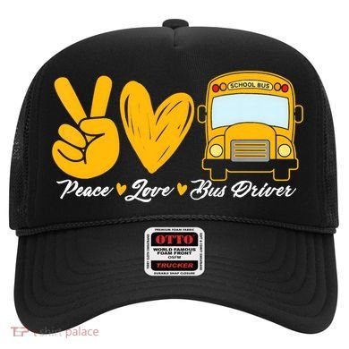 School Bus Driver Peace Love Bus Driver Driving Bus Hat