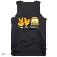 School Bus Driver Peace Love Bus Driver Driving Bus Tank Top thumb 0