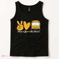 School Bus Driver Peace Love Bus Driver Driving Bus Tank Top thumb 2