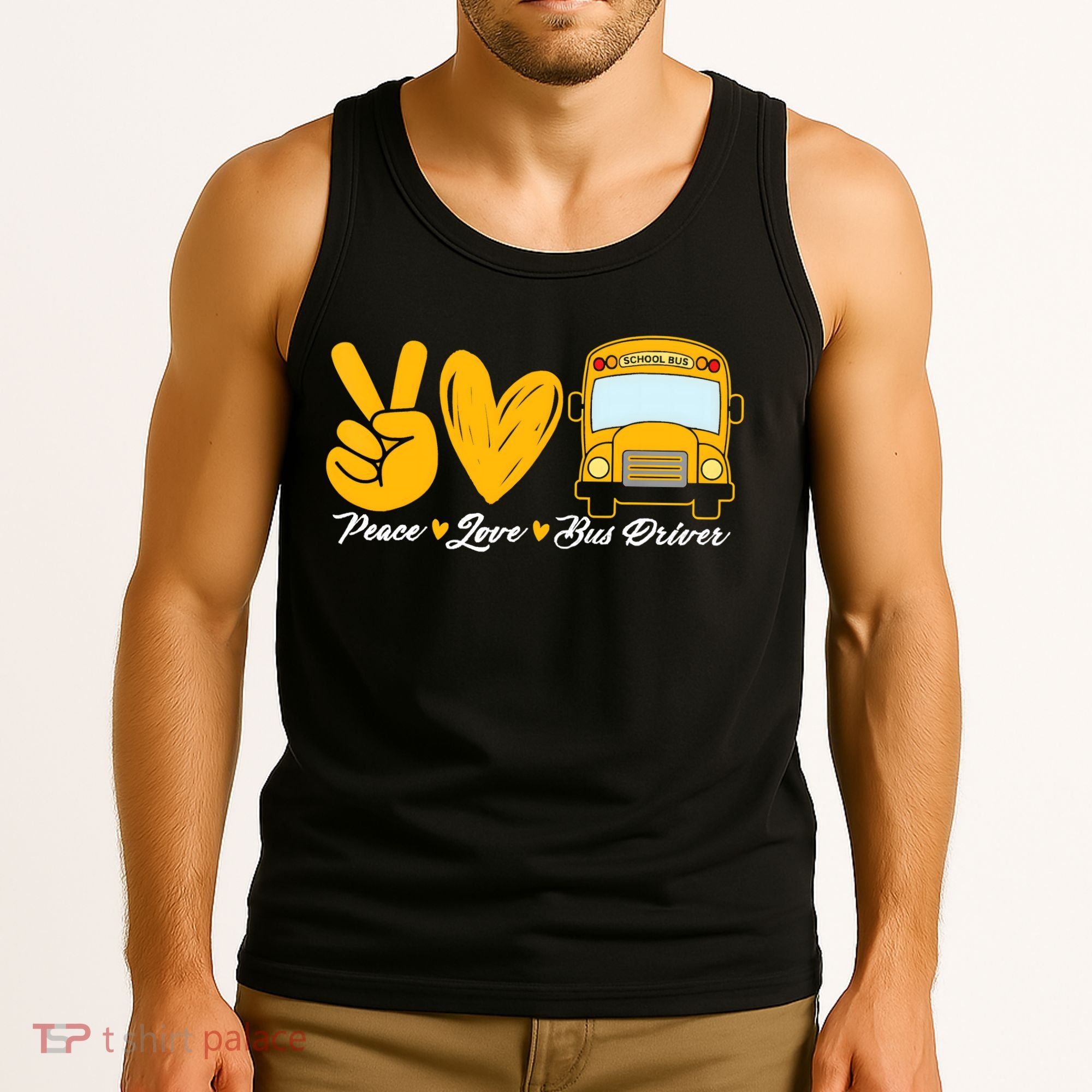School Bus Driver Peace Love Bus Driver Driving Bus Tank Top