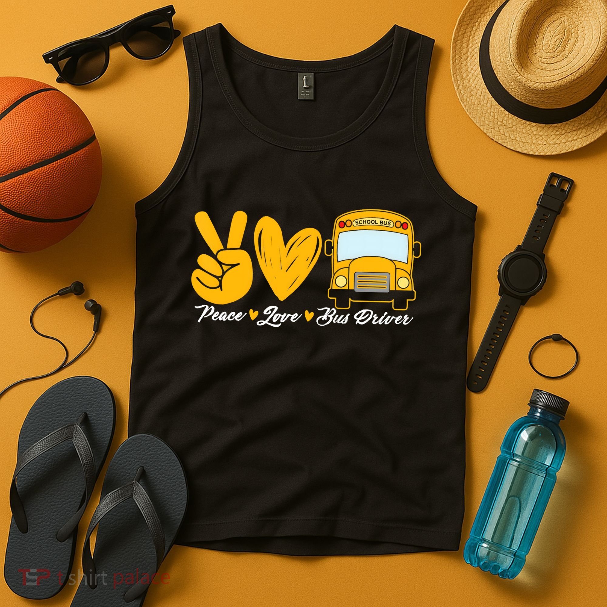 School Bus Driver Peace Love Bus Driver Driving Bus Tank Top