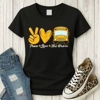 School Bus Driver Peace Love Bus Driver Driving Bus Women's T-Shirt thumb 3