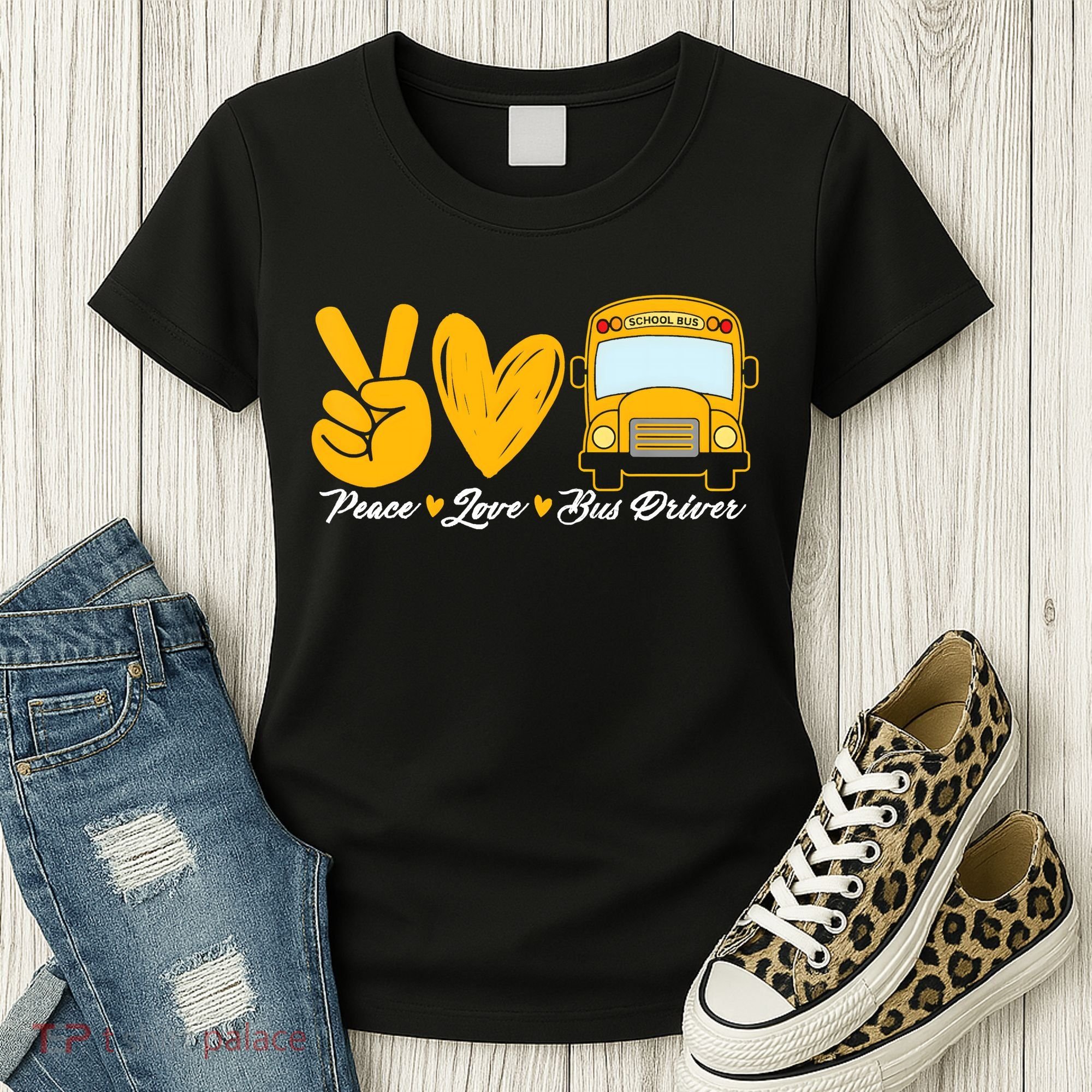 School Bus Driver Peace Love Bus Driver Driving Bus Women's T-Shirt