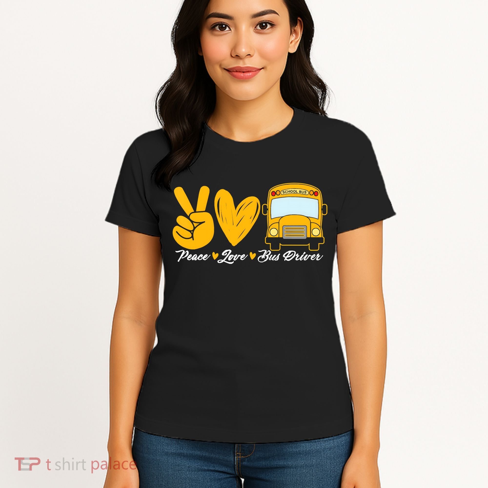 School Bus Driver Peace Love Bus Driver Driving Bus Women's T-Shirt