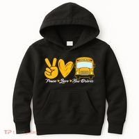 School Bus Driver Peace Love Bus Driver Driving Bus Kids Hoodie thumb 0
