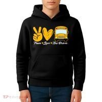 School Bus Driver Peace Love Bus Driver Driving Bus Kids Hoodie thumb 4