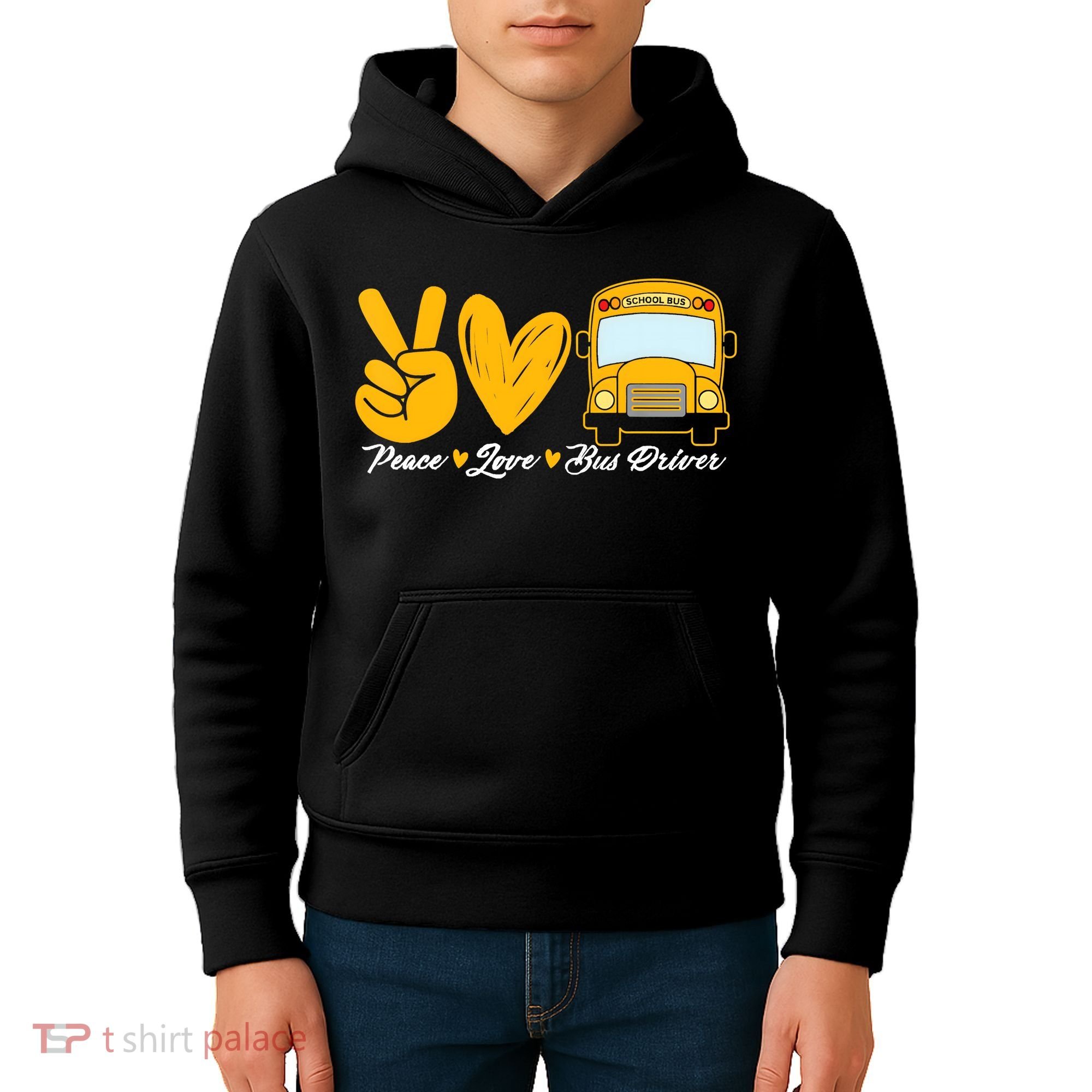School Bus Driver Peace Love Bus Driver Driving Bus Kids Hoodie
