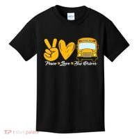 School Bus Driver Peace Love Bus Driver Driving Bus Kids T-Shirt thumb 0