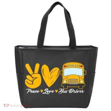 School Bus Driver Peace Love Bus Driver Driving Bus Tote Bag