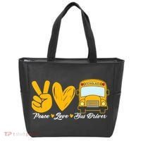 School Bus Driver Peace Love Bus Driver Driving Bus Tote Bag thumb 0
