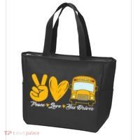 School Bus Driver Peace Love Bus Driver Driving Bus Tote Bag thumb 3