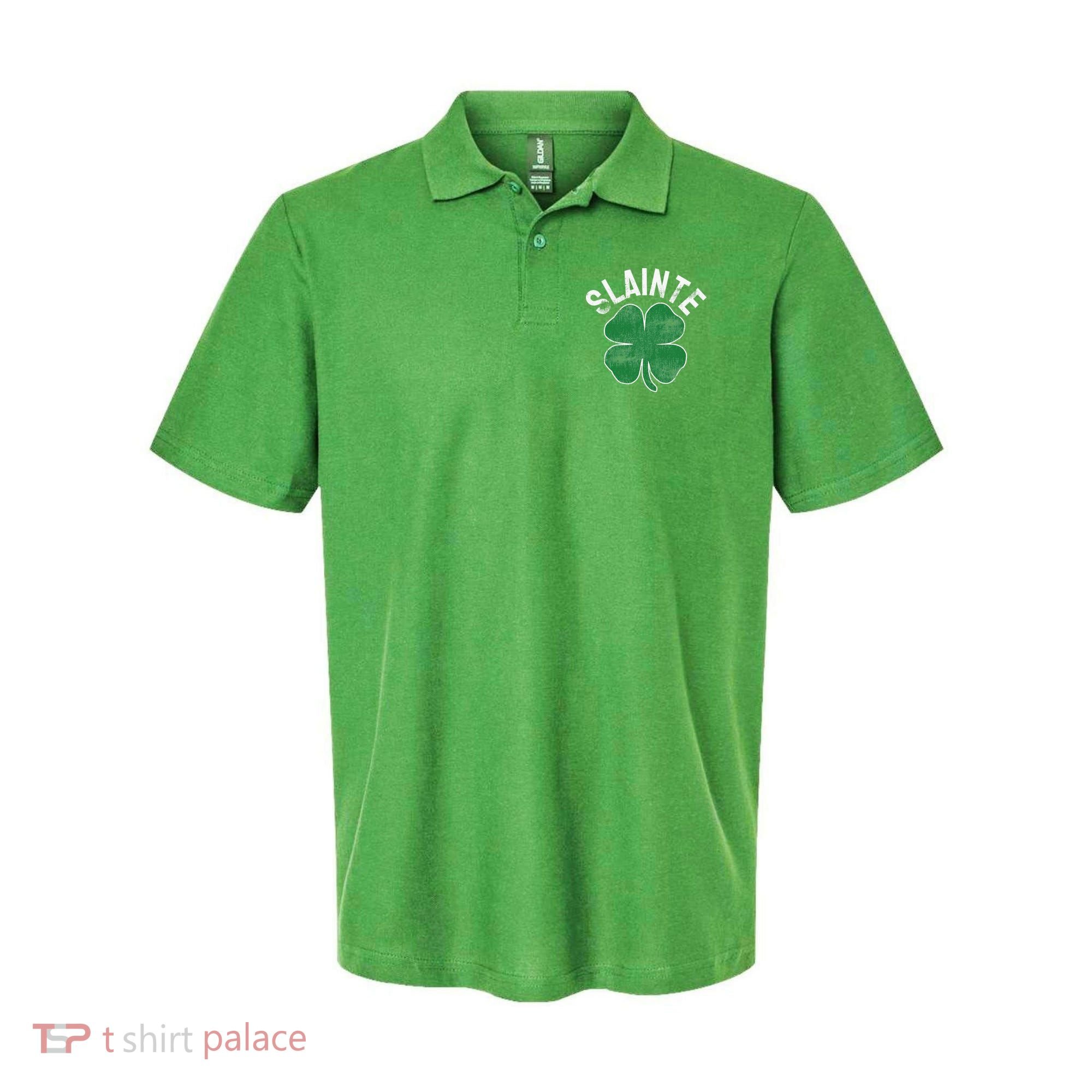 Slainte Beer Drinking Irish ST PATRICKS DAY Shamrock Polo