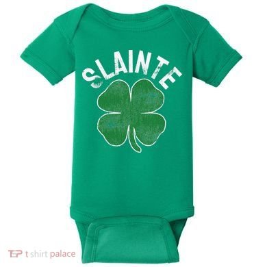 Slainte Beer Drinking Irish ST PATRICKS DAY Shamrock Baby Bodysuit