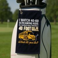School Bus Driver Watch Screaming Drive Box On Wheels Golf Towel thumb 2