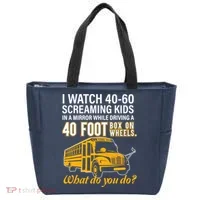 School Bus Driver Watch Screaming Drive Box On Wheels Tote Bag thumb 0