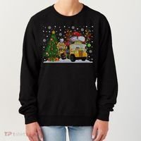 School Bus Driver Reindeer Santa Hat Ugly Christmas Sweater Women's Sweatshirt thumb 0