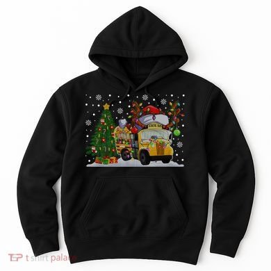School Bus Driver Reindeer Santa Hat Ugly Christmas Sweater Hoodie