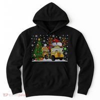 School Bus Driver Reindeer Santa Hat Ugly Christmas Sweater Hoodie thumb 0