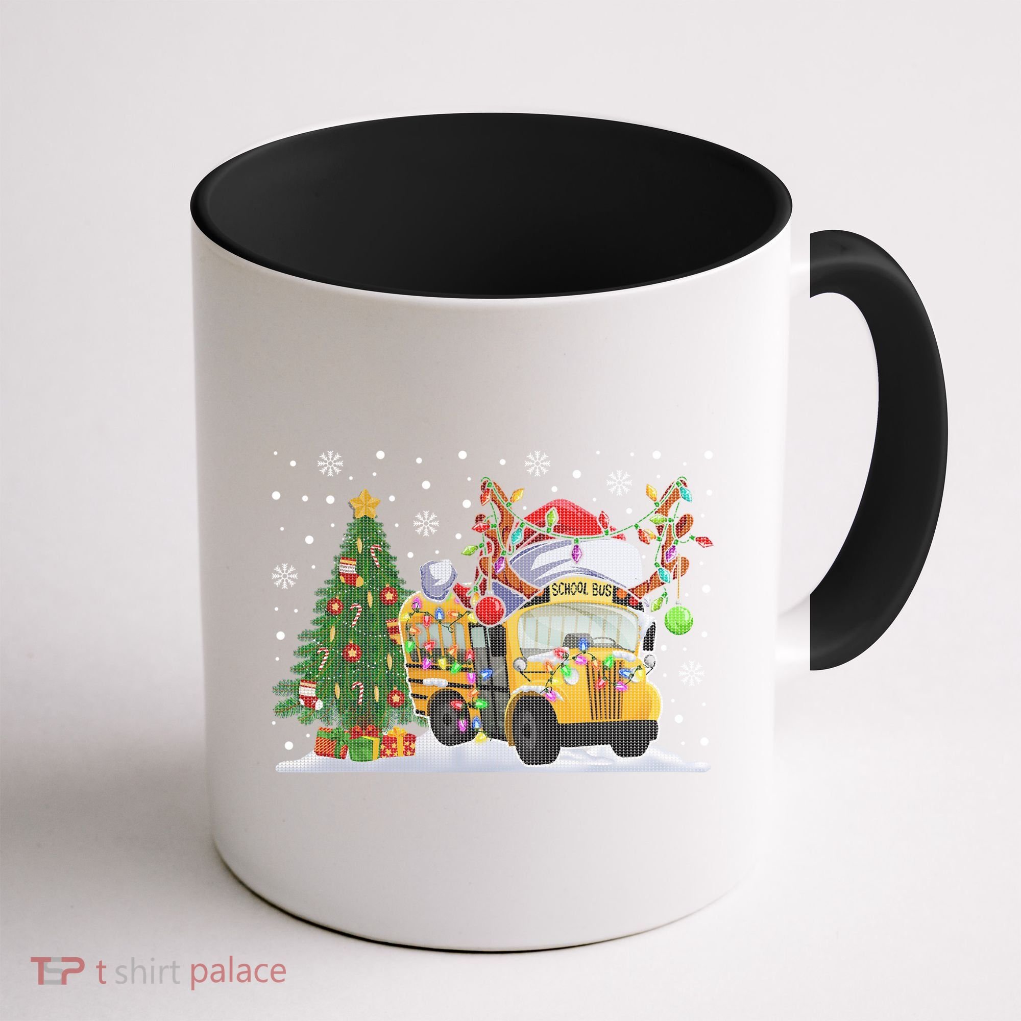 School Bus Driver Reindeer Santa Hat Ugly Christmas Sweater Coffee Mug