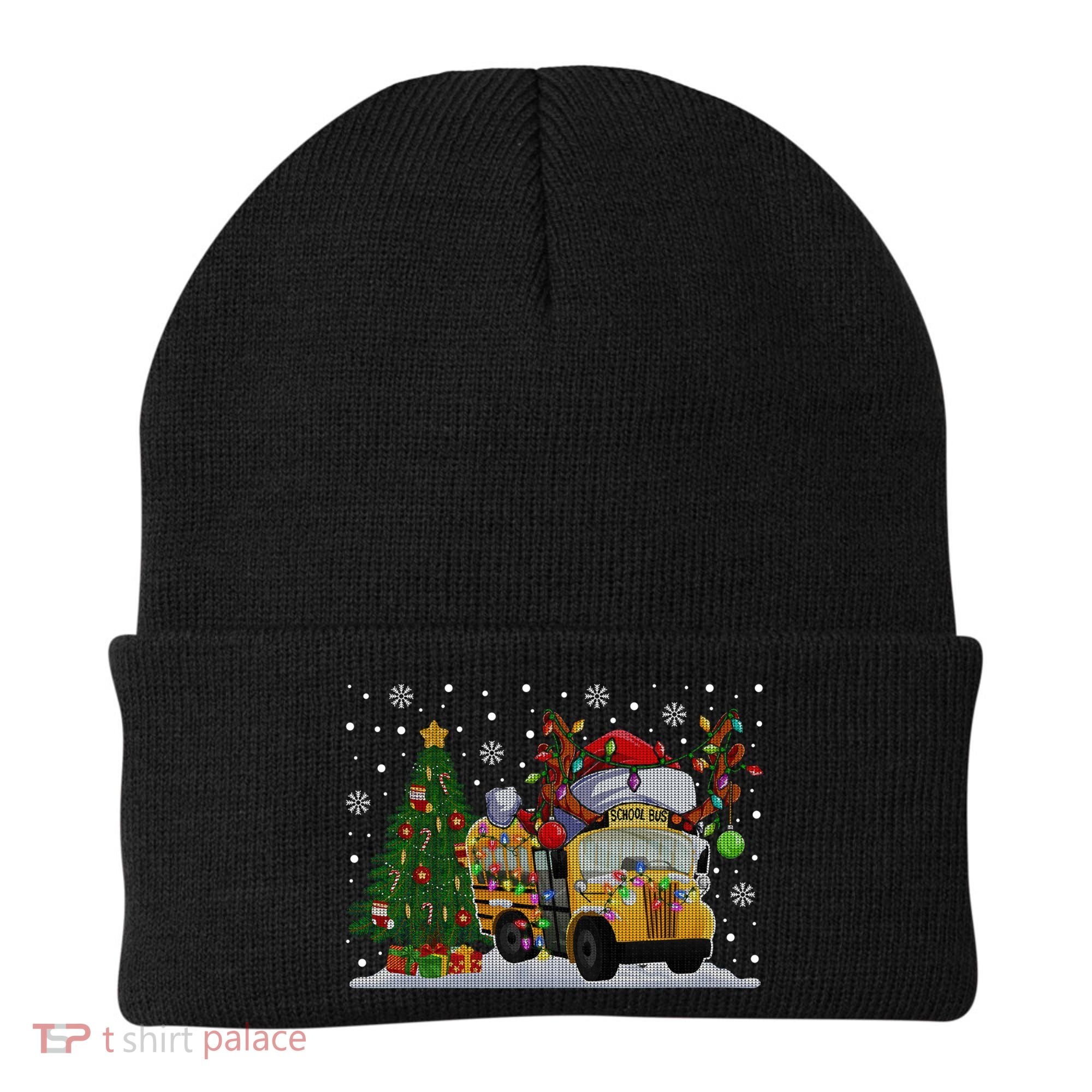 School Bus Driver Reindeer Santa Hat Ugly Christmas Sweater Beanie