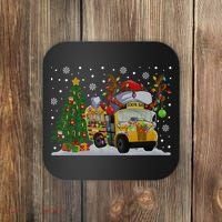 School Bus Driver Reindeer Santa Hat Ugly Christmas Sweater Coaster thumb 0