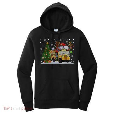 School Bus Driver Reindeer Santa Hat Ugly Christmas Sweater Women's Hoodie