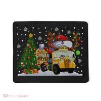 School Bus Driver Reindeer Santa Hat Ugly Christmas Sweater Mousepad thumb 0