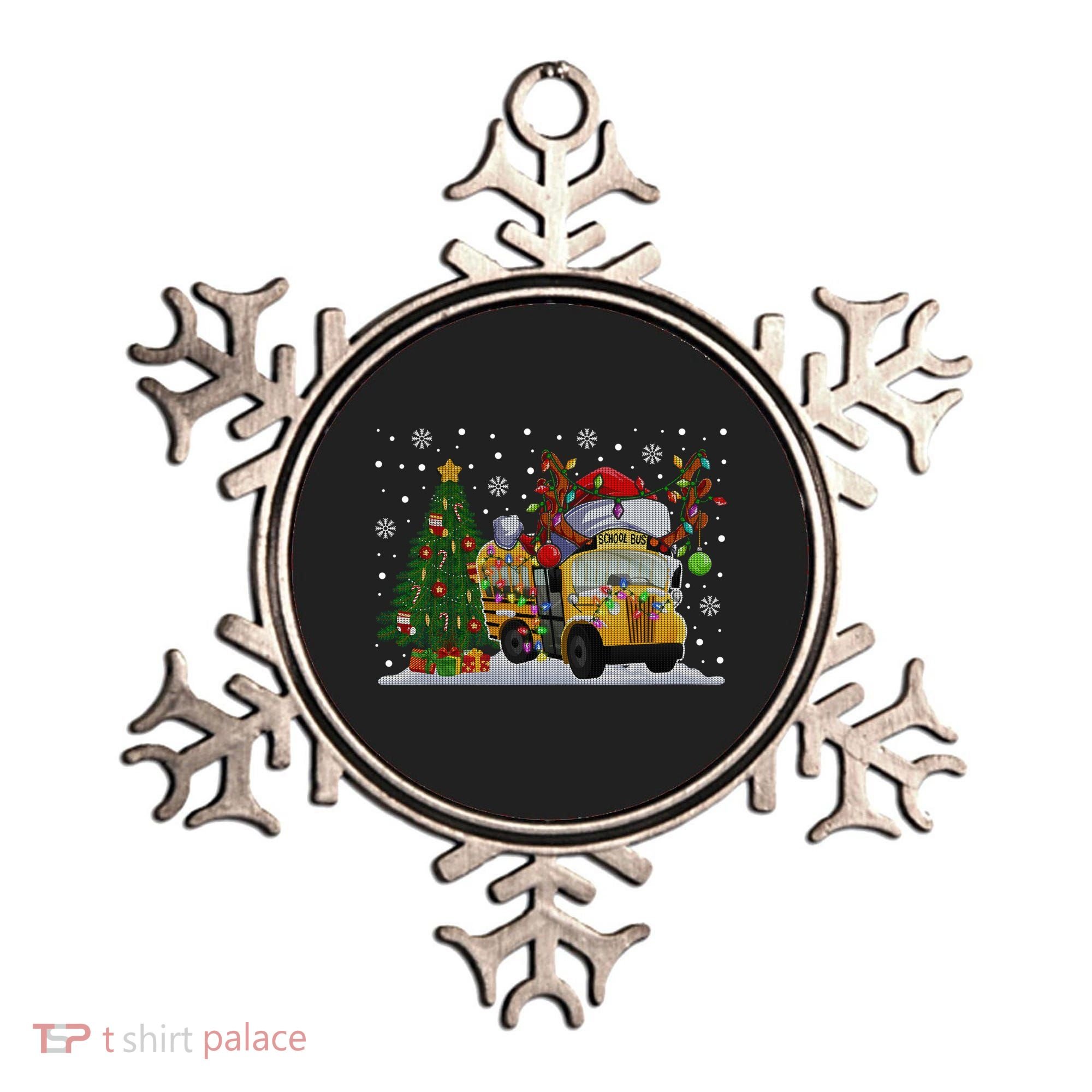 School Bus Driver Reindeer Santa Hat Ugly Christmas Sweater Ornament