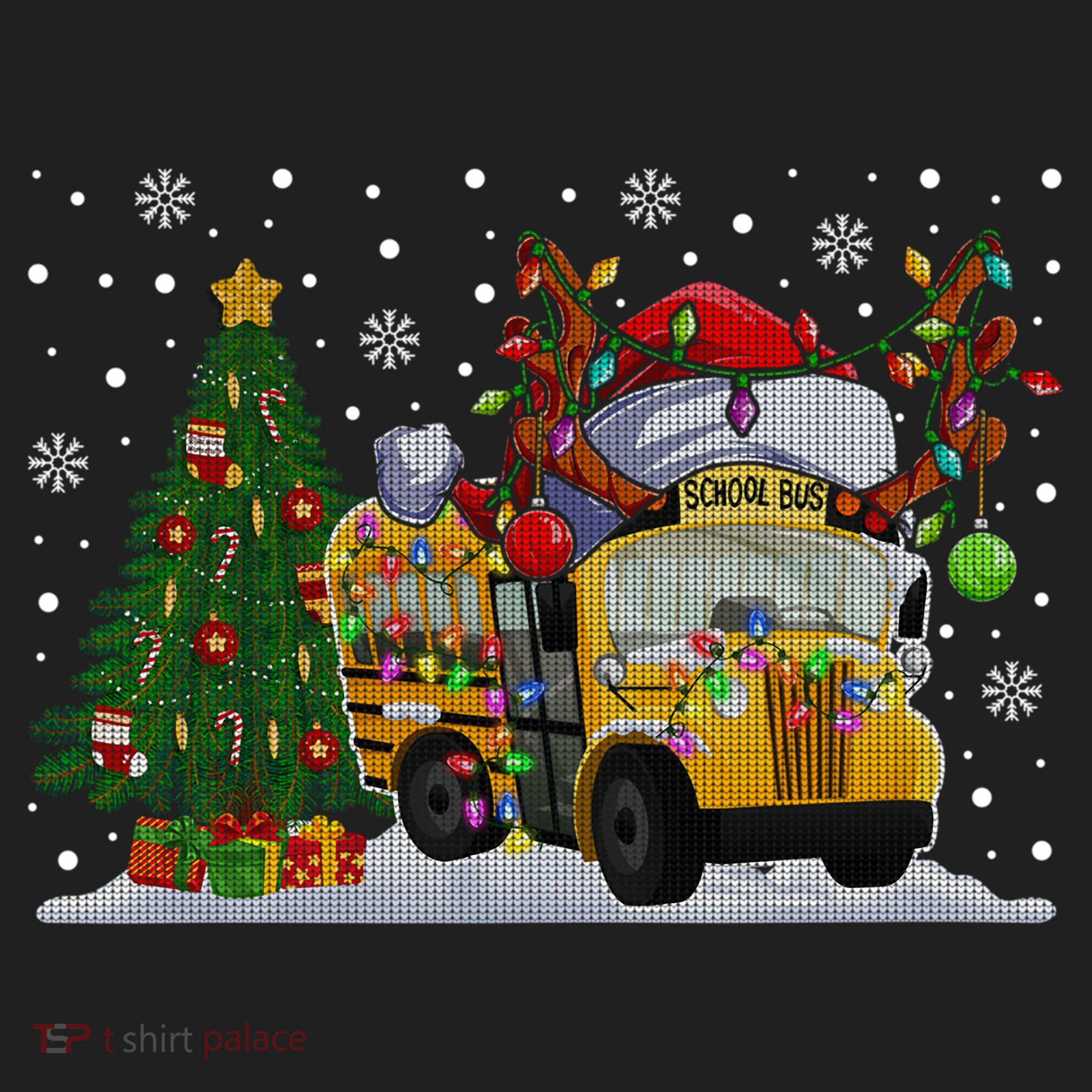 School Bus Driver Reindeer Santa Hat Ugly Christmas Sweater Hat