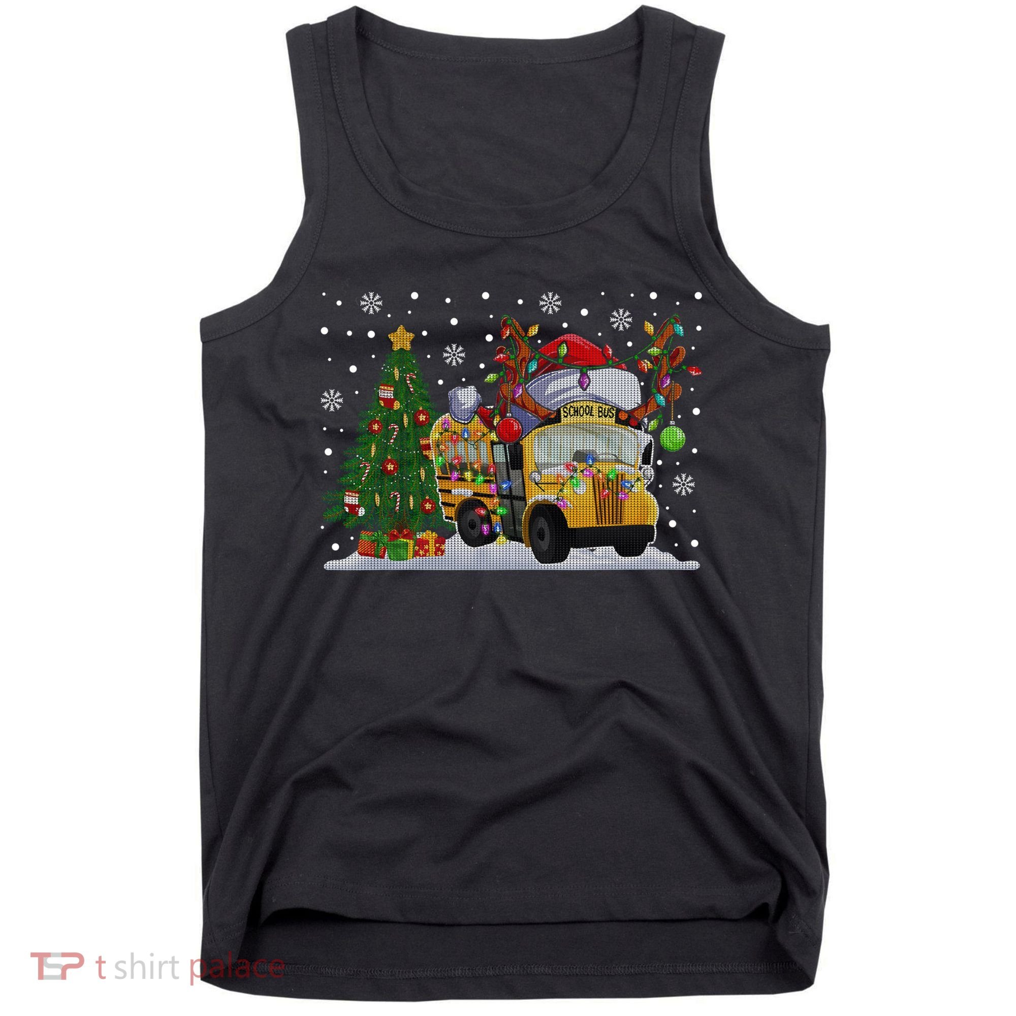 School Bus Driver Reindeer Santa Hat Ugly Christmas Sweater Tank Top
