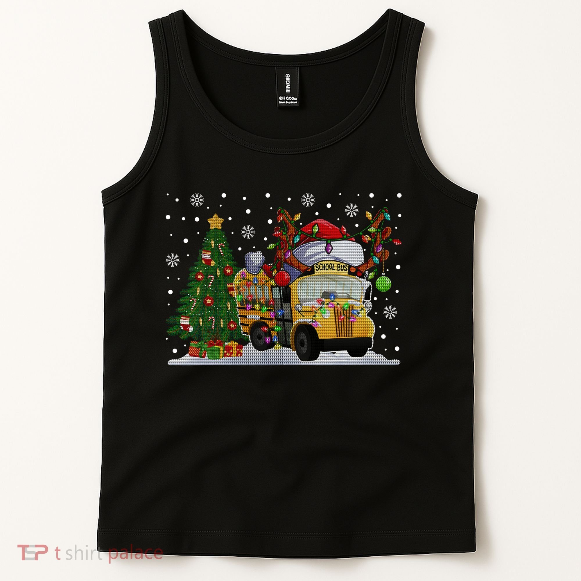 School Bus Driver Reindeer Santa Hat Ugly Christmas Sweater Tank Top
