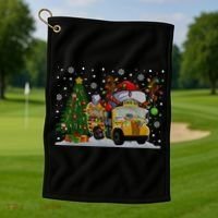 School Bus Driver Reindeer Santa Hat Ugly Christmas Sweater Golf Towel thumb 1