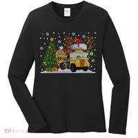 School Bus Driver Reindeer Santa Hat Ugly Christmas Sweater Women's Long Sleeve Shirt thumb 0