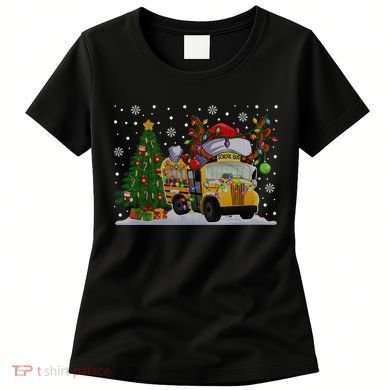 School Bus Driver Reindeer Santa Hat Ugly Christmas Sweater Women's T-Shirt