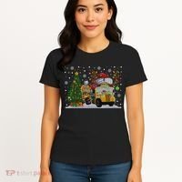 School Bus Driver Reindeer Santa Hat Ugly Christmas Sweater Women's T-Shirt thumb 4