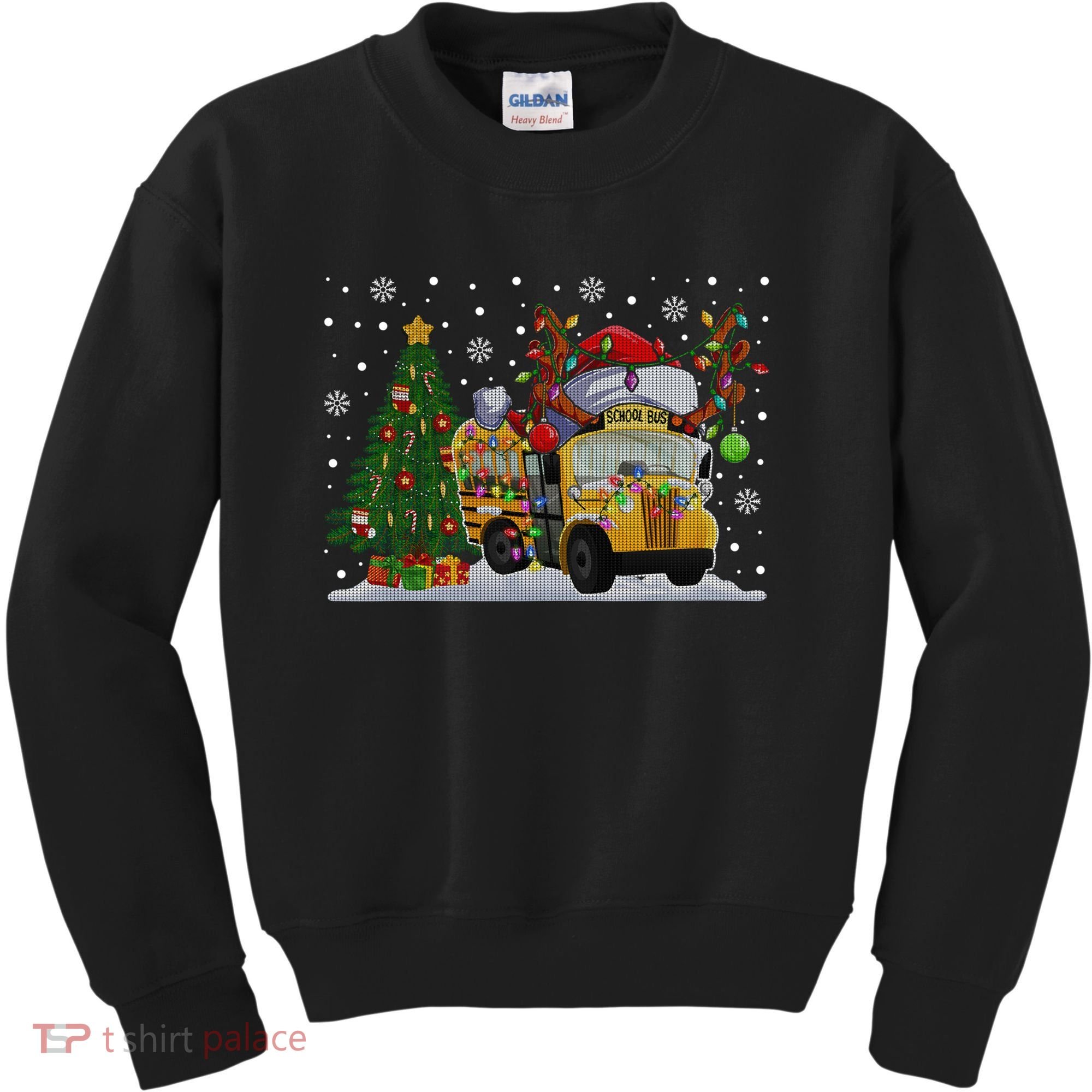 School Bus Driver Reindeer Santa Hat Ugly Christmas Sweater Kids Sweatshirt