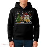 School Bus Driver Reindeer Santa Hat Ugly Christmas Sweater Kids Hoodie thumb 4
