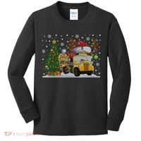 School Bus Driver Reindeer Santa Hat Ugly Christmas Sweater Kids Long Sleeve Shirt thumb 0
