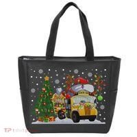 School Bus Driver Reindeer Santa Hat Ugly Christmas Sweater Tote Bag thumb 0