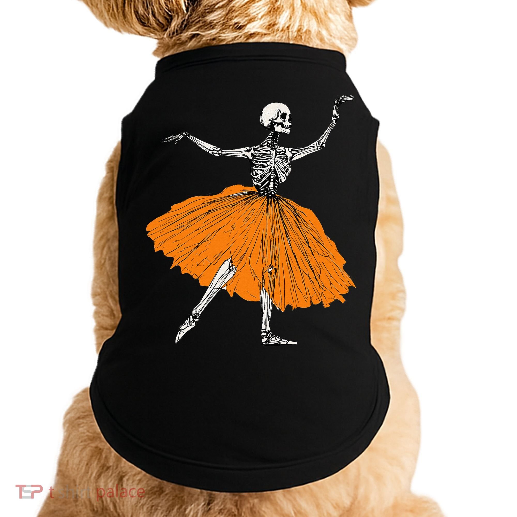 Skeleton Ballerina Dance Tutu Spooky Ballet Dancer Halloween Doggie Tank
