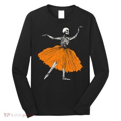Skeleton Ballerina Dance Tutu Spooky Ballet Dancer Halloween Long Sleeve Shirt