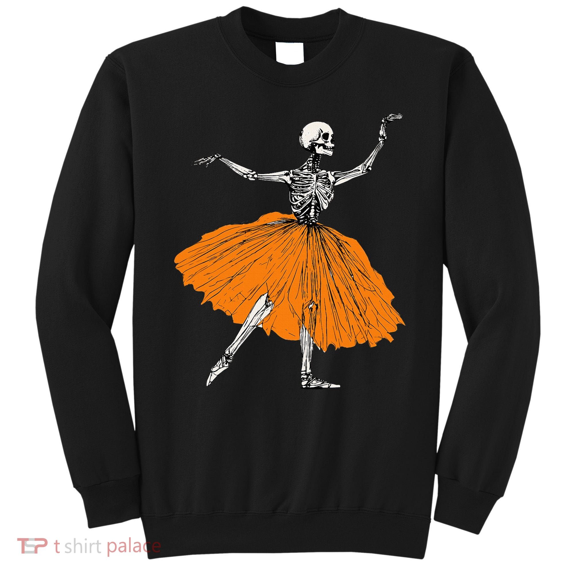 Skeleton Ballerina Dance Tutu Spooky Ballet Dancer Halloween Sweatshirt