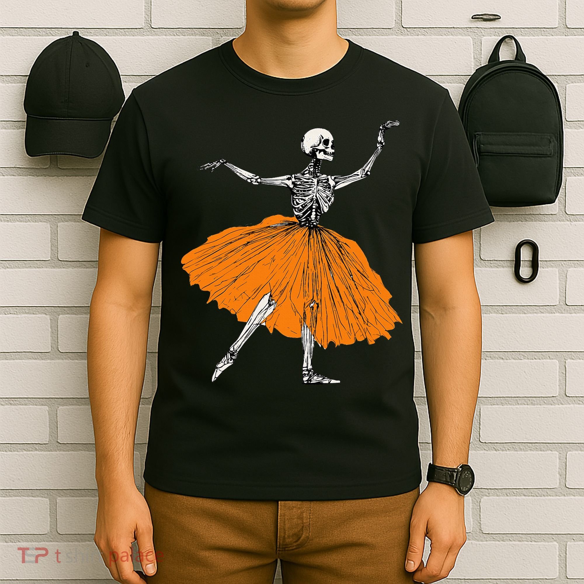 Skeleton Ballerina Dance Tutu Spooky Ballet Dancer Halloween T-Shirt