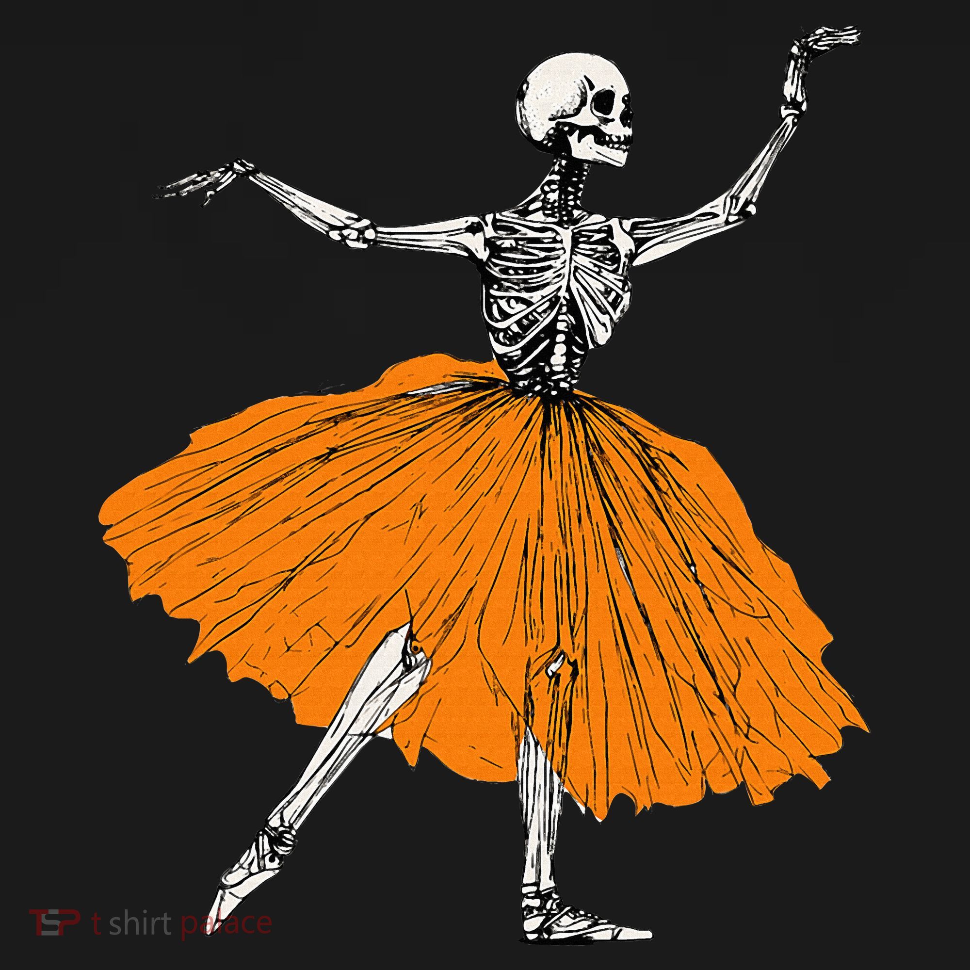 Skeleton Ballerina Dance Tutu Spooky Ballet Dancer Halloween T-Shirt