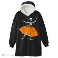 Skeleton Ballerina Dance Tutu Spooky Ballet Dancer Halloween Hooded Wearable Blanket thumb 0