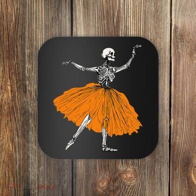 Skeleton Ballerina Dance Tutu Spooky Ballet Dancer Halloween Coaster